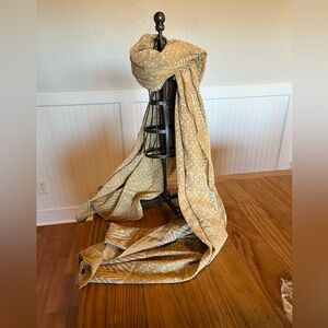 Passementrie Gold, Tan and White Patterned Sarong/Shawl